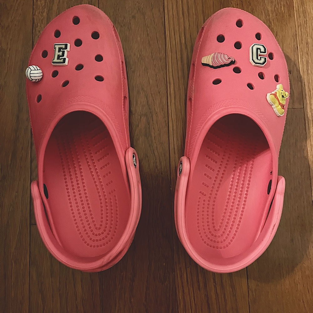 Pink Women’s Crocs with 5 charms